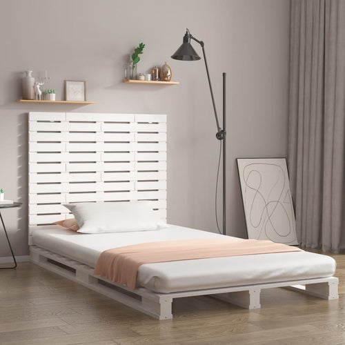 Tăblie de pat pentru perete, alb, 141x3x91,5 cm, lemn masiv pin