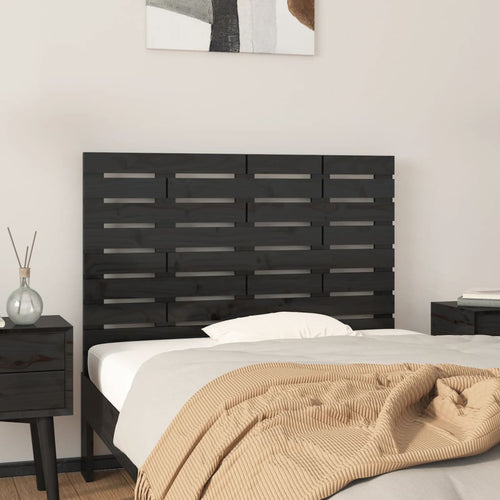 Tăblie de pat pentru perete, negru, 81x3x63 cm, lemn masiv pin