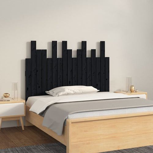 Tăblie de pat pentru perete, negru, 108x3x80 cm, lemn masiv pin