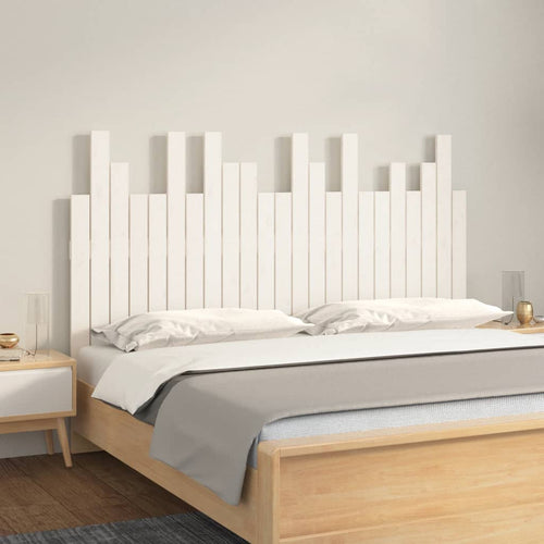 Tăblie de pat pentru perete, alb, 146,5x3x80 cm, lemn masiv pin