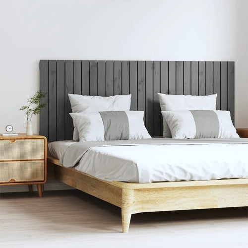Tăblie de pat pentru perete, gri, 159,5x3x60 cm, lemn masiv pin