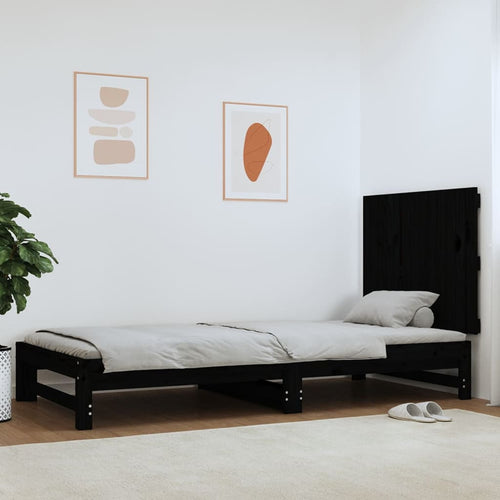 Tăblie de pat pentru perete, negru, 82,5x3x60cm, lemn masiv pin