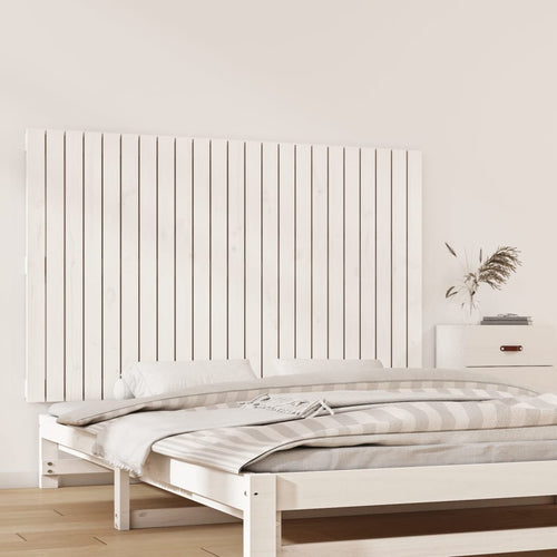 Tăblie de pat pentru perete, alb, 147x3x90 cm, lemn masiv pin