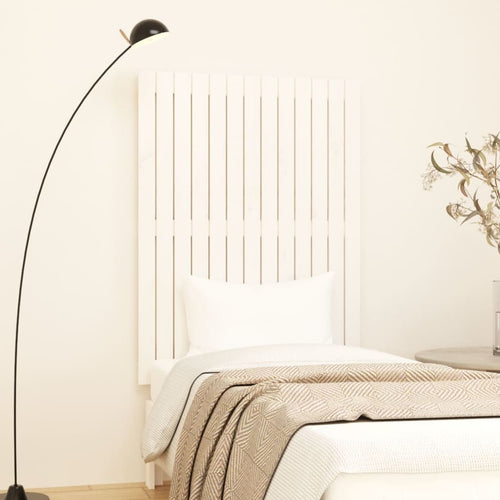 Tăblie de pat pentru perete, alb, 82,5x3x110 cm, lemn masiv pin