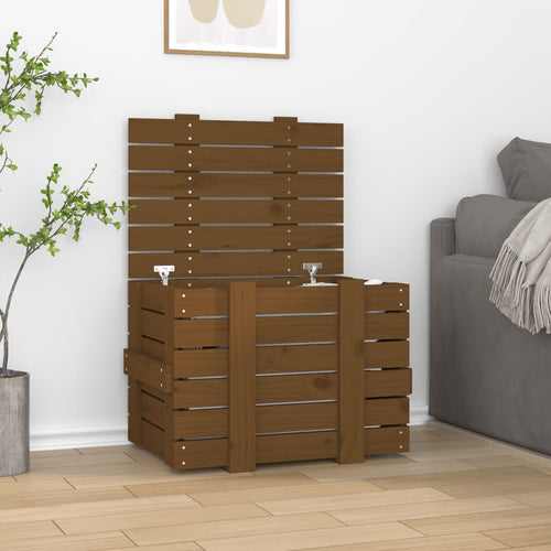 Cutie de depozitare, maro miere, 58x40,5x42 cm lemn masiv pin Lando