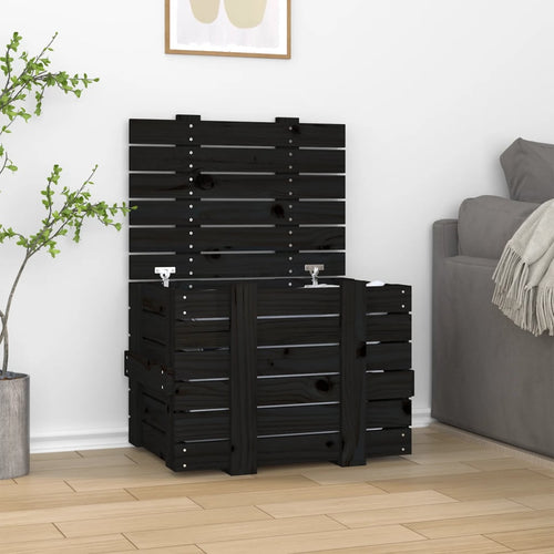 Cutie de depozitare, negru, 58x40,5x42 cm, lemn masiv de pin Lando