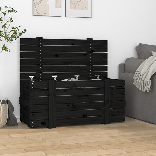 Cutie de depozitare, negru, 91x40,5x42 cm, lemn masiv de pin Lando