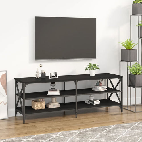 Comodă TV, negru, 140x40x50 cm, lemn prelucrat Lando