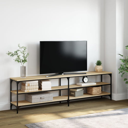 Comodă TV, stejar sonoma, 180x30x50 cm, lemn prelucrat și metal Lando