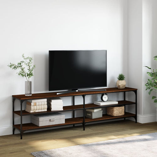 Comodă TV, stejar maro, 180x30x50 cm lemn prelucrat și metal Lando