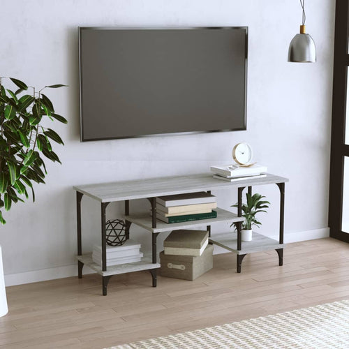 Comodă TV, gri sonoma, 102x35x45,5 cm, lemn prelucrat Lando