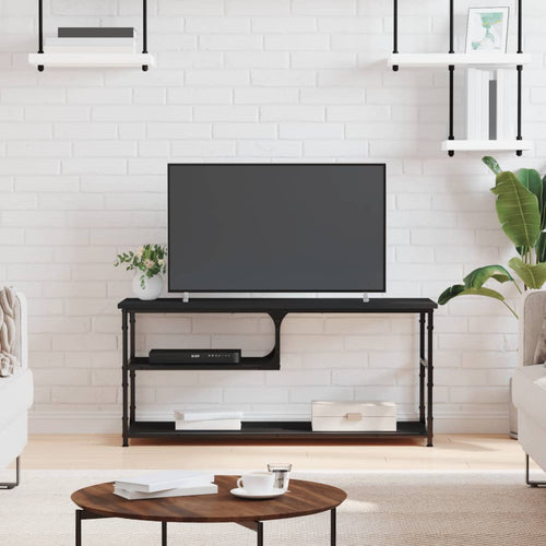 Comodă TV, negru, 103x38x46,5 cm, lemn prelucrat și oțel Lando
