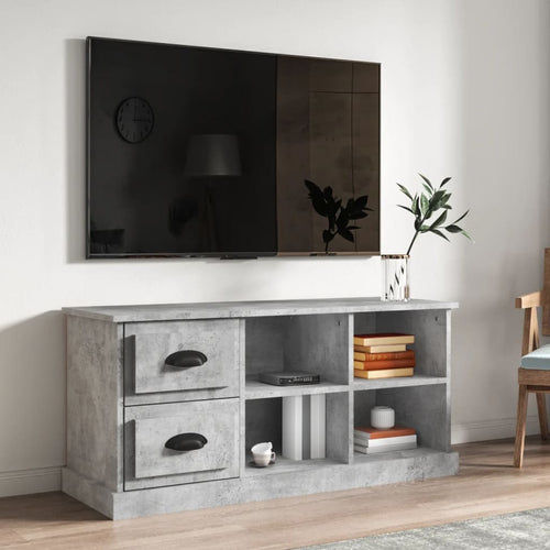 Comodă TV, gri beton, 102x35,5x47,5 cm, lemn prelucrat Lando