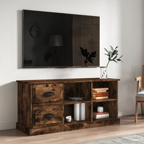 Comodă TV, stejar afumat, 102x35,5x47,5 cm, lemn prelucrat Lando