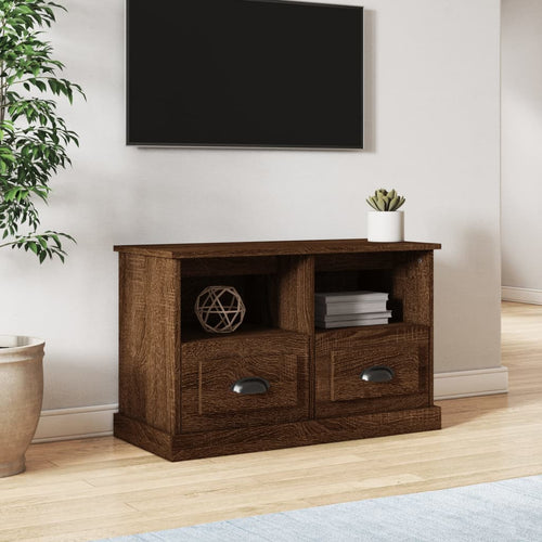 Comodă TV, stejar maro, 80x35x50 cm, lemn prelucrat Lando