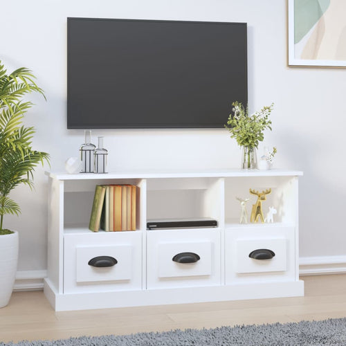 Comodă TV, alb, 100x35x50 cm, lemn prelucrat Lando