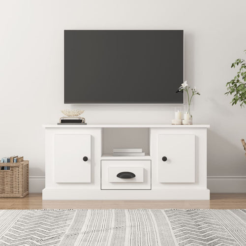 Comodă TV, alb, 100x35,5x45 cm, lemn prelucrat Lando