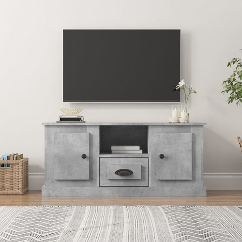 Comodă TV, gri beton, 100x35,5x45 cm, lemn prelucrat Lando