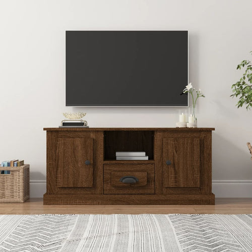 Comodă TV, stejar maro, 100x35,5x45 cm, lemn prelucrat Lando