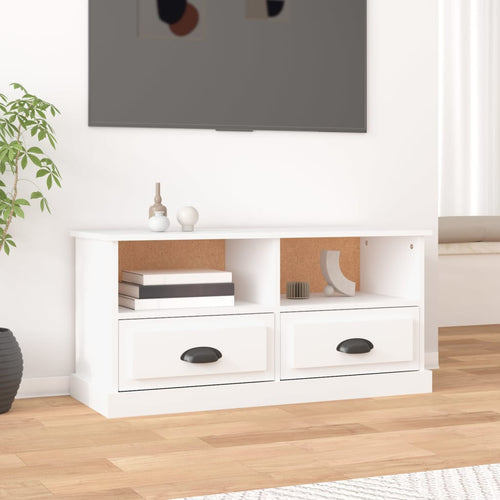 Comodă TV, alb, 93x35,5x45 cm, lemn prelucrat Lando