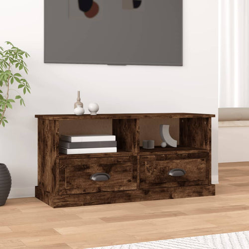Comodă TV, stejar fumuriu, 93x35,5x45 cm, lemn prelucrat Lando