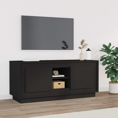 Comodă TV, negru, 102x35x45 cm, lemn prelucrat Lando