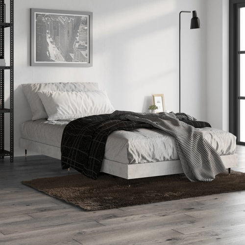 Cadru de pat, gri beton, 100x200 cm, lemn prelucrat