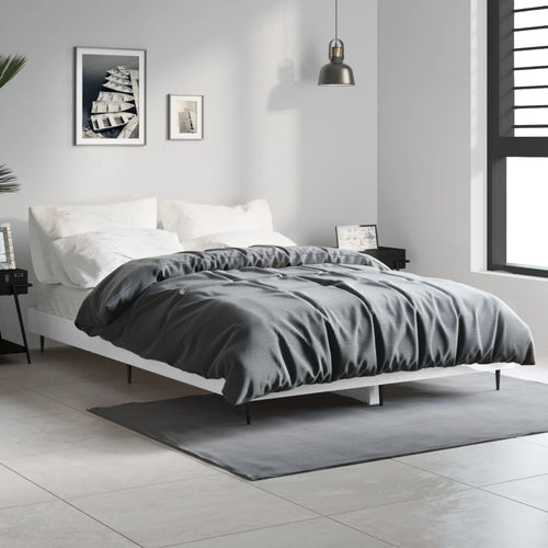 Cadru de pat, alb extralucios, 120x190 cm, lemn prelucrat