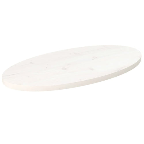 Blat de masă, alb, 60x30x2,5 cm, lemn masiv de pin, oval
