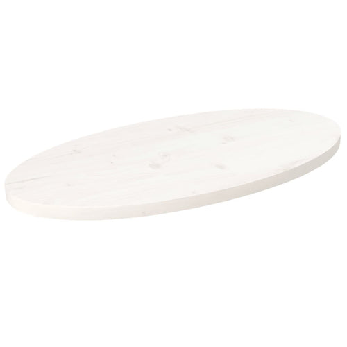 Blat de masă, alb, 70x35x2,5 cm, lemn masiv de pin, oval