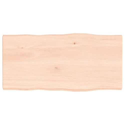 Blat masă 80x40x4 cm lemn masiv stejar netratat contur organic