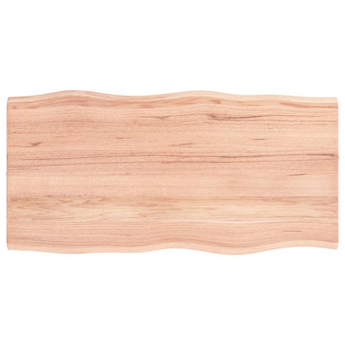 Blat masă, 80x40x2 cm, maro, lemn stejar tratat contur organic