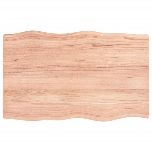 Blat masă, 80x50x4 cm, maro, lemn stejar tratat contur organic