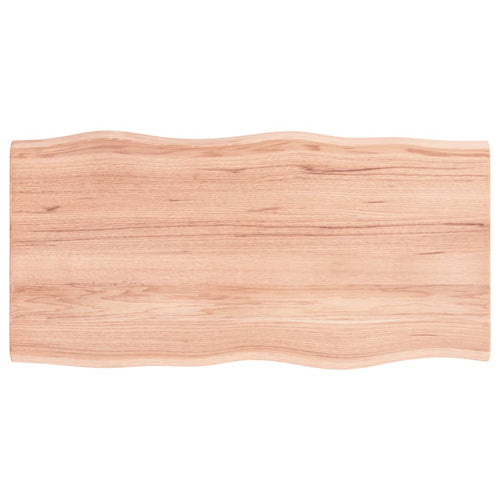 Blat masă, 100x50x2 cm, maro, lemn stejar tratat contur organic