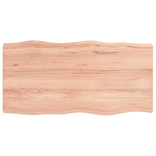 Blat masă, 100x50x4 cm, maro, lemn stejar tratat contur organic