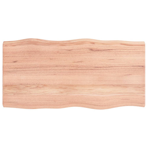 Blat masă, 100x50x6 cm, maro, lemn stejar tratat contur organic