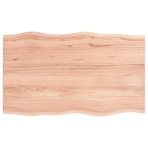 Blat masă, 100x60x2 cm, maro, lemn stejar tratat contur organic