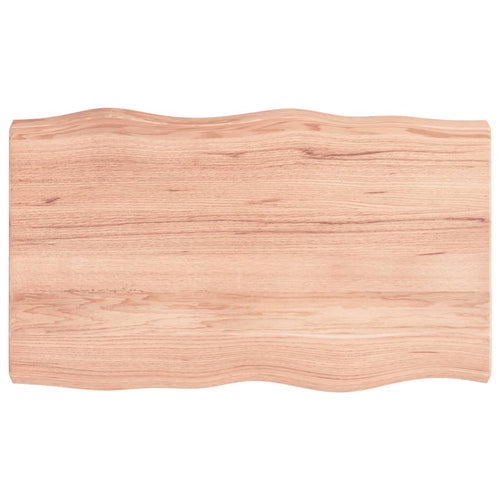 Blat masă, 100x60x6 cm, maro, lemn stejar tratat contur organic