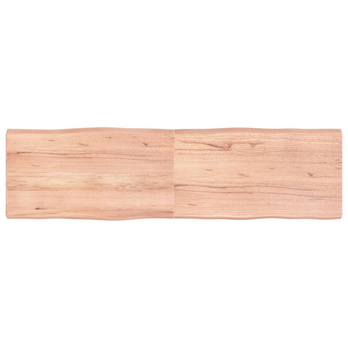 Blat masă, maro, 180x50x6 cm, lemn stejar tratat contur natural
