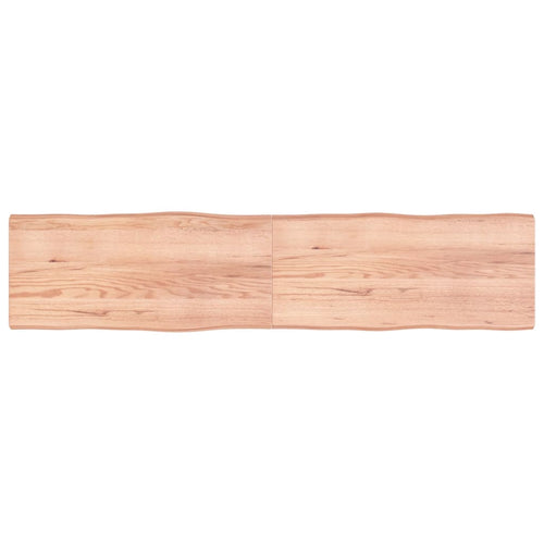 Blat masă, maro, 220x50x4 cm, lemn stejar tratat contur natural