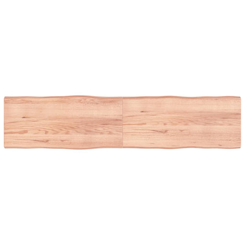 Blat masă, maro, 220x50x6 cm, lemn stejar tratat contur natural