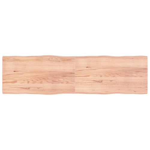 Blat masă, maro, 220x60x4 cm, lemn stejar tratat contur natural