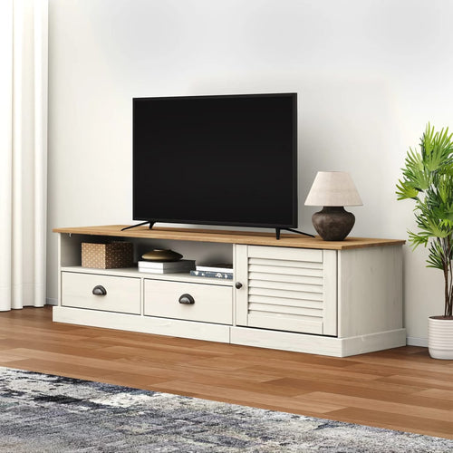 Comodă TV VIGO, alb, 156x40x40 cm, lemn masiv de pin Lando