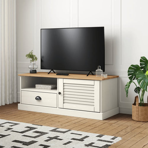 Comodă TV VIGO, alb, 106x40x40 cm, lemn masiv de pin Lando