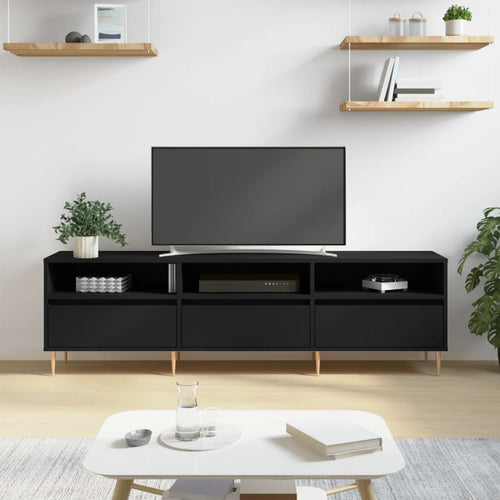 Comodă TV, negru, 150x30x44,5 cm, lemn prelucrat Lando