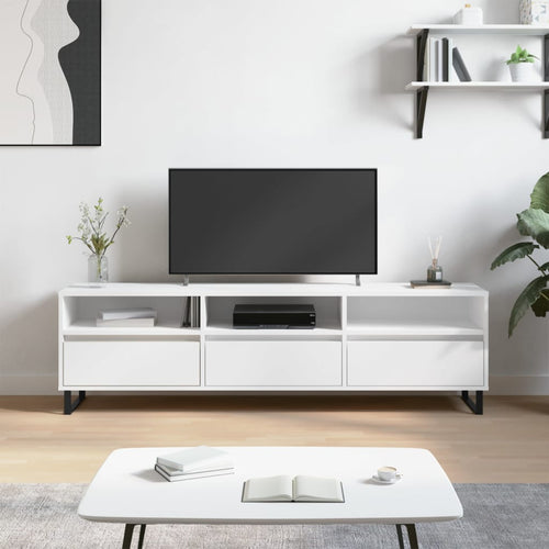 Comodă TV, alb, 150x30x44,5 cm, lemn prelucrat Lando
