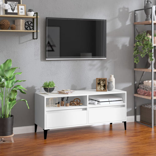 Comodă TV, alb, 100x34,5x44,5 cm, lemn prelucrat Lando