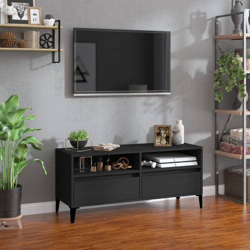 Comodă TV, negru, 100x34,5x44,5 cm, lemn prelucrat Lando