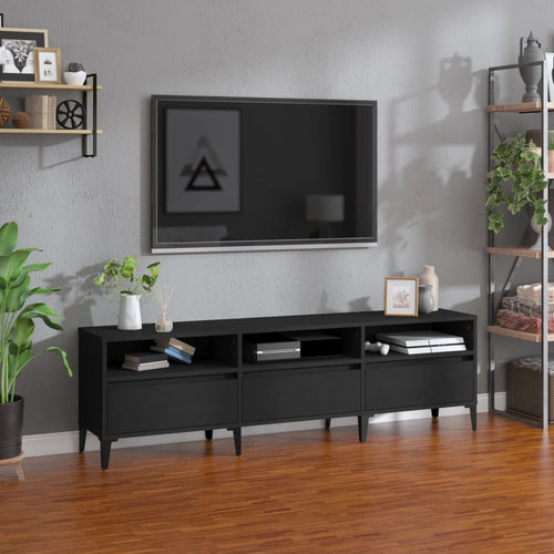 Comodă TV, negru, 150x30x44,5 cm, lemn prelucrat Lando