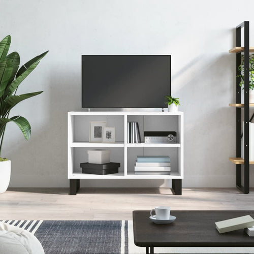 Comodă TV, alb, 69,5x30x50 cm, lemn compozit Lando